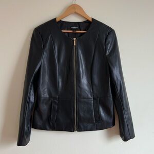 Liz Claiborne career || womans Black Faux Leather Jacket size Large